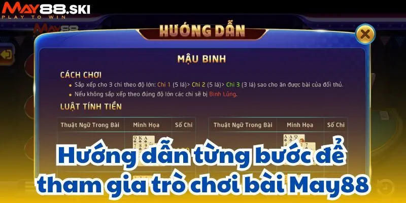 Hướng dẫn từng bước để tham gia trò chơi bài May88