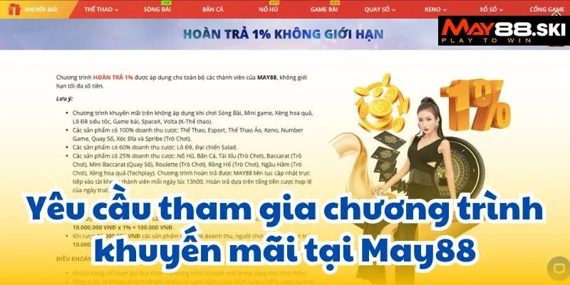 Yêu cầu tham gia chương trình khuyến mãi tại May88